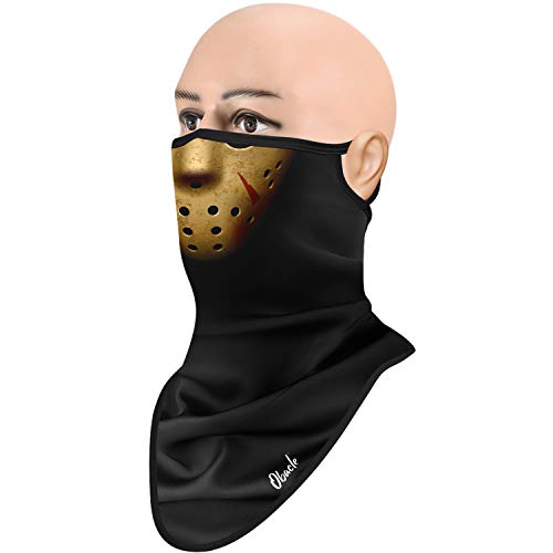 Obacle Bandana Face Mask with Ear Loops Neck Gaiter Face Mask Scarf Face Cover for Men Women (Skull Hole Black Yellow) - Image 3