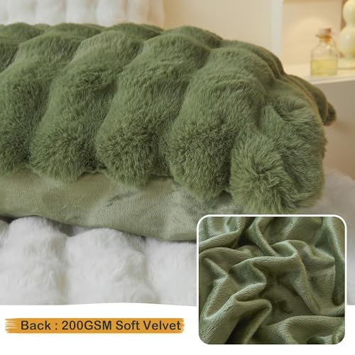LIFEREVO Fluffy Faux Rabbit Fur Body Pillow Cover, Cozy Moss Bubble Shaggy Plush Bed Body Pillowcase with Zipper Closure, Long 20"x54" Fuzzy Furry Pillow Case for Bedroom Home Decoration, Sage Green - Image 5