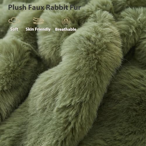 LIFEREVO Fluffy Faux Rabbit Fur Body Pillow Cover, Cozy Moss Bubble Shaggy Plush Bed Body Pillowcase with Zipper Closure, Long 20"x54" Fuzzy Furry Pillow Case for Bedroom Home Decoration, Sage Green - Image 4