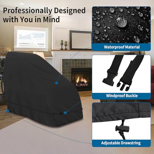 STARTWO Dustproof Thickened Massage Chair Cover Waterproof Zero Gravity Armchair Covers 420D Oxford Cloth Game Recliner Protective,Fits RealRelax Most brands of Massage Chairs(Black 63*39.5*55.5 in) - Image 3