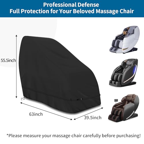 STARTWO Dustproof Thickened Massage Chair Cover Waterproof Zero Gravity Armchair Covers 420D Oxford Cloth Game Recliner Protective,Fits RealRelax Most brands of Massage Chairs(Black 63*39.5*55.5 in) - Image 2