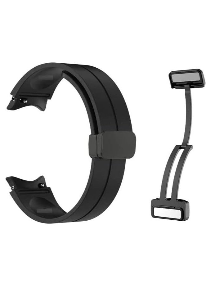 Premium Silicone Strap With Magnetic Closure Compatible With Galaxy Watch 5 44mm / Galaxy Watch 5 Pro 45mm Black - Image 2