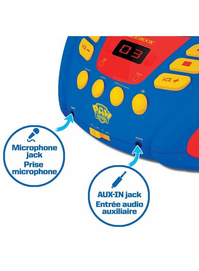 Lexibook Paw Patrol - Bluetooth CD player for kids – Portable, Multicoloured light effects, Microphone jack, Aux-in jack, AC or battery-operated, Girls, Boys, Blue/Red, RCD109PA - Image 4