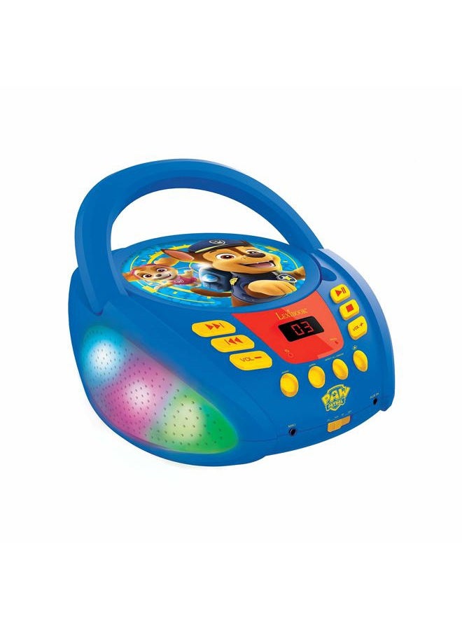 Lexibook Paw Patrol - Bluetooth CD player for kids – Portable, Multicoloured light effects, Microphone jack, Aux-in jack, AC or battery-operated, Girls, Boys, Blue/Red, RCD109PA - Image 1