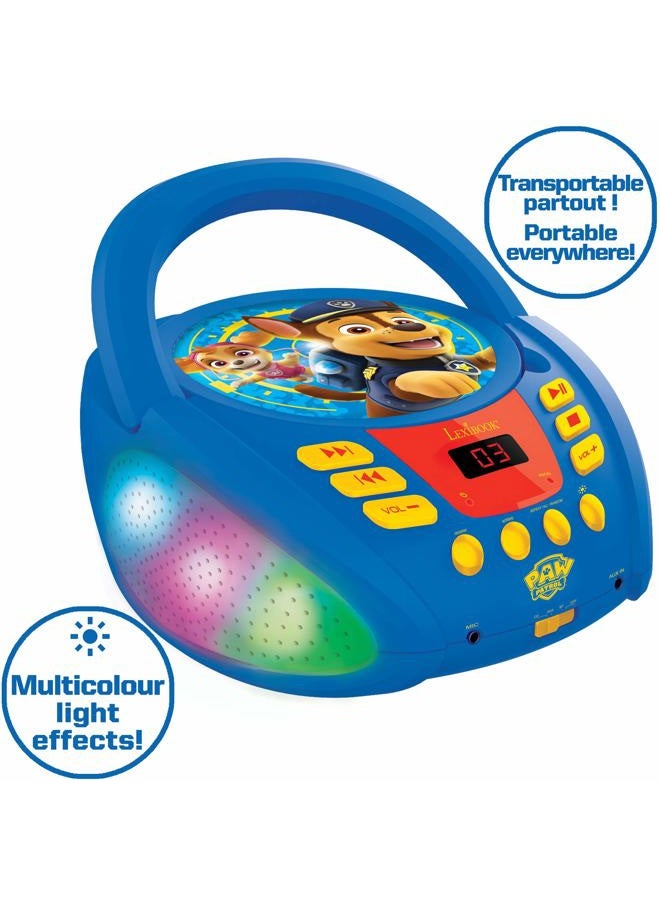 Lexibook Paw Patrol - Bluetooth CD player for kids – Portable, Multicoloured light effects, Microphone jack, Aux-in jack, AC or battery-operated, Girls, Boys, Blue/Red, RCD109PA - Image 3