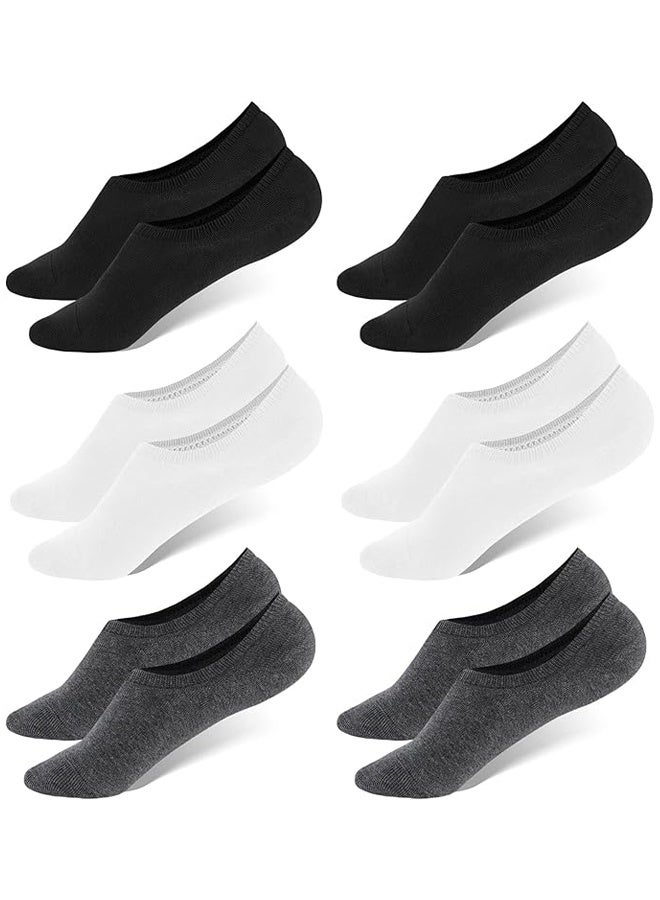 6 Pack No Show Low Cut Socks Men - Invisible Casual Cotton Loafer Socks With Non-Slip Grip - Image 1