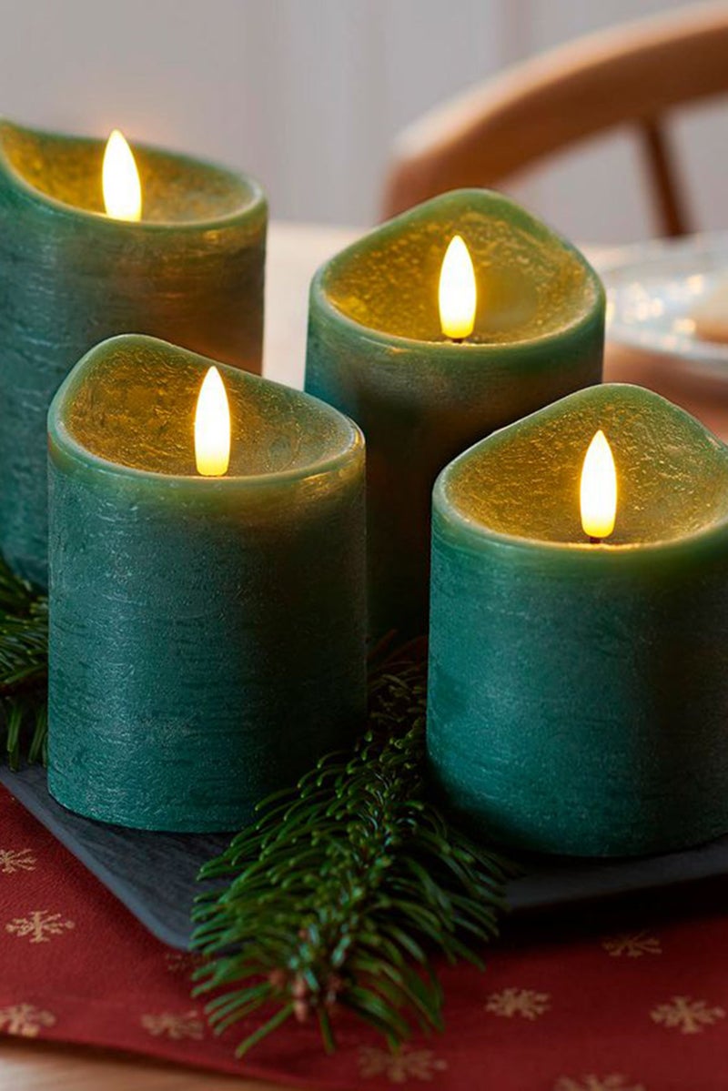 Tchibo 4 Piece Of Led Real Wax Candles, Green  - Image 1