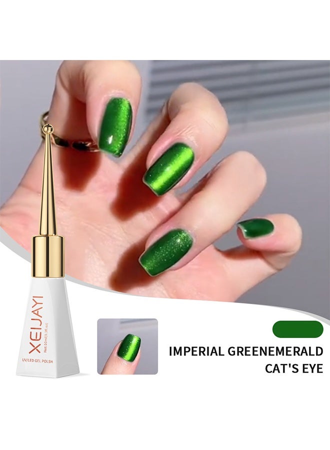 XEIJAYI Uv Led Gel Polish, Imperial Green Emerald Cat Eye Gel Nail Polish, Magnetic Shimmer UV/LED Soak-Off Nail Gel, Long-Lasting Salon-Quality Varnish for Home & Professional Manicure 10ml - Image 2
