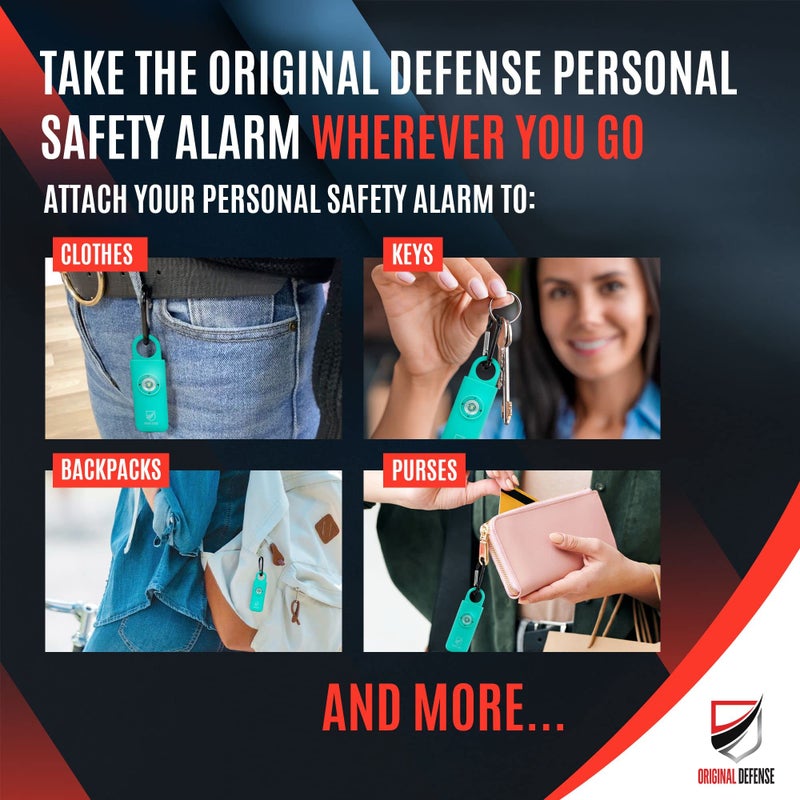 Original Defense® Siren Self-Defense Alarm (Mint) - 130 dB Keychain Alarm with LED Strobe Light for Women, Children, and Elderly - Police Recommended - Image 5