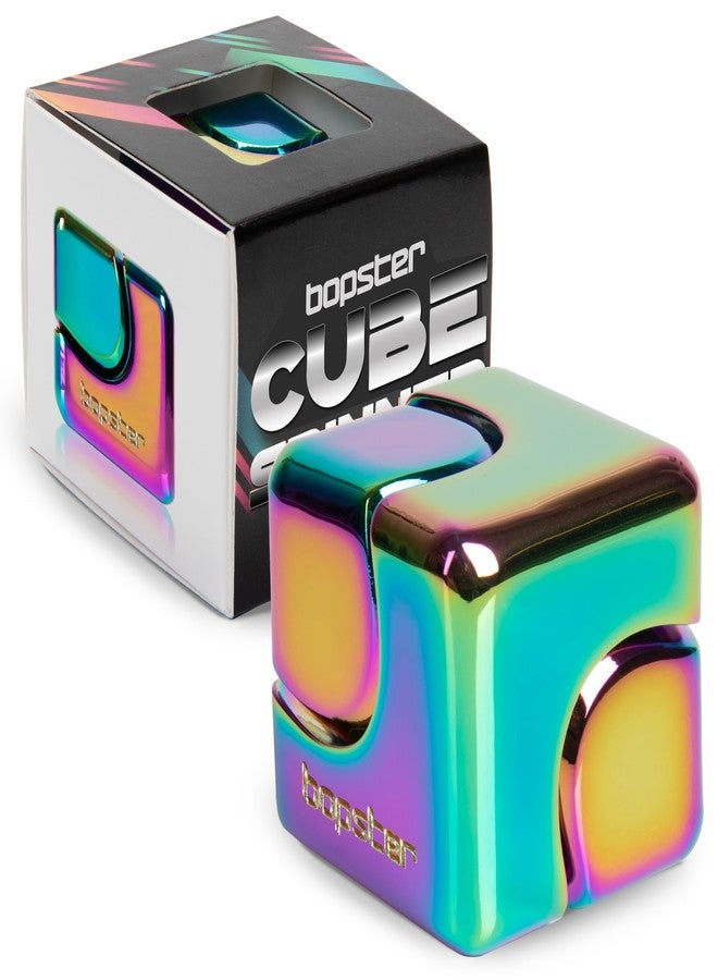 bopster Fidget Cube Spinner | Anodised Metal Hand Spinner | Sensory & Stress Relief Toy for Kids & Adults | ADHD, ADD, Autism | Ideal Gift | Iridescent - Image 1