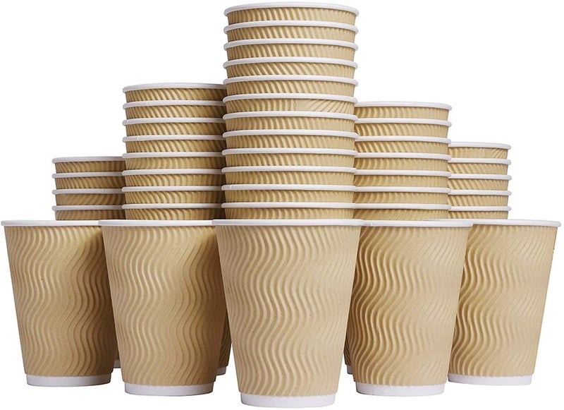 SEZ Premium Ripple Paper Cups for Wedding Event and Office Use(Brown,360 Ml) Pack of 50 - Image 1