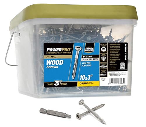 Power Pro Premium Exterior Wood Screws, #10 x 3 Inch All-Purpose Deck Screws for Outdoor Projects, T-25 Star Bit Included, Silver, 66 Pieces | 48623V4 - Image 1