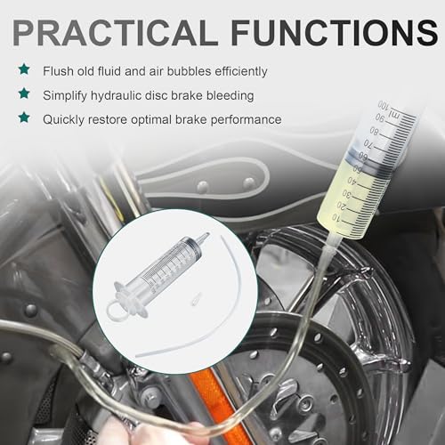 MoKitDora Brake-Clutch Fluid Bleeder Kit Hydraulic Disc Brake Bleed Tool 100ML Hose Universal Oil Fluid Extractor for Harley Motorcycles Cars Trucks Scooters Quads Repair Maintenance - Image 3