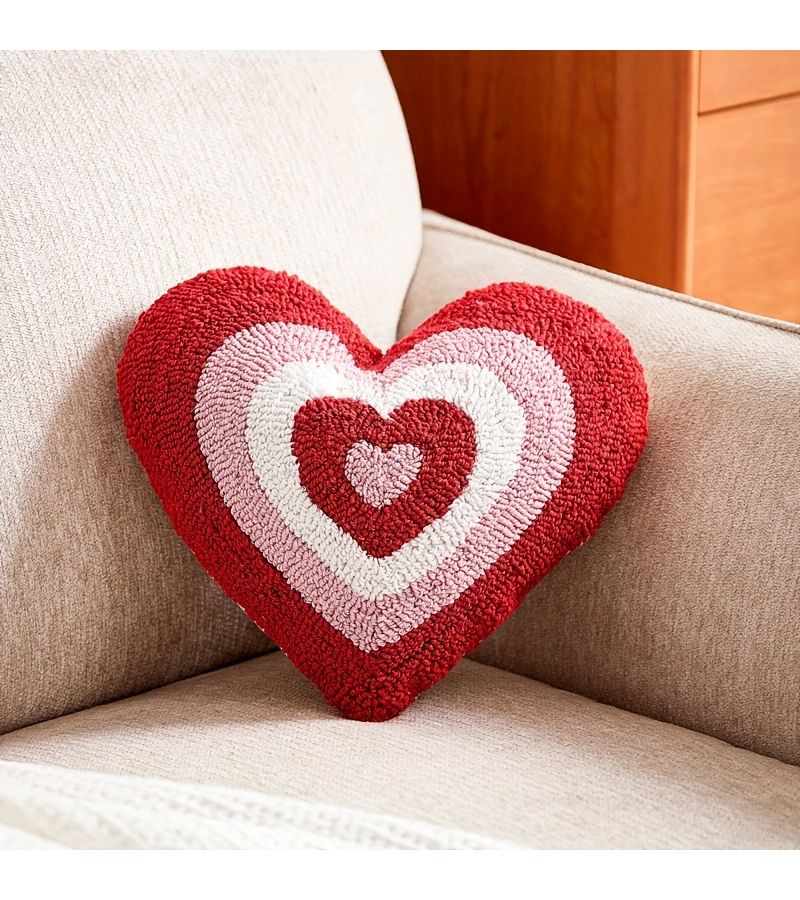 Gradient Love Heart Shaped Pillow 13.78 Inch Valentine Day Decorative Cushion With Inner Core - Image 1