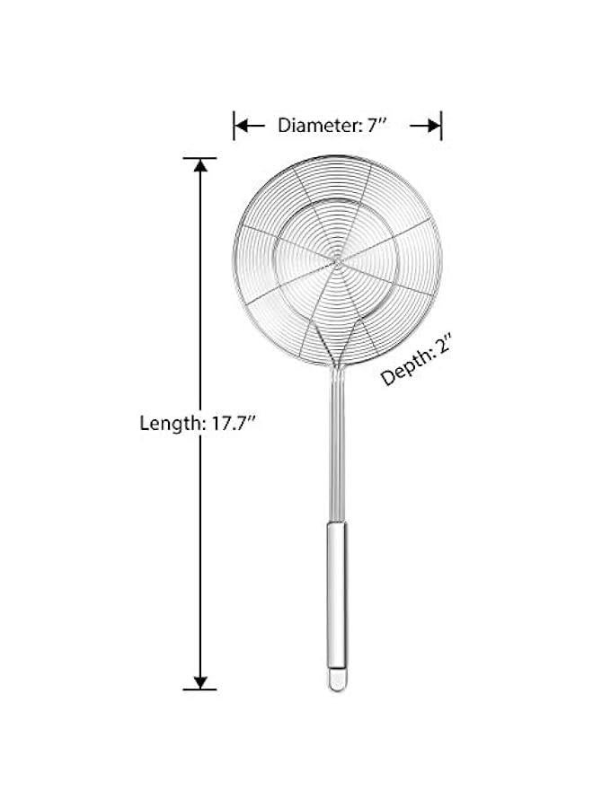 Hiware Solid Stainless Steel Spider Strainer Skimmer Ladle, Kitchen Utensils Wire Strainer Pasta Strainer Spoon, 7 Inch - Image 2