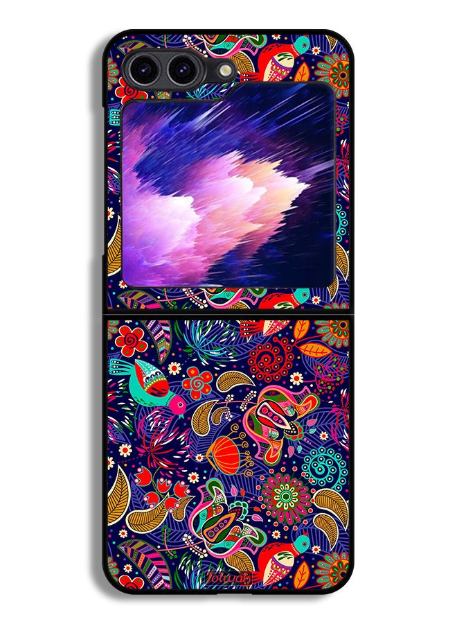 Tolwak Samsung Galaxy Z Flip6 Protective Case Cover Pattern Colorful Birds Leaf Flowers - Image 1