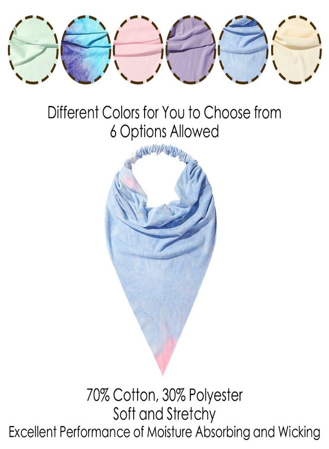 Vercret 6 Pack Hair Scarf Headband for Women - Elastic Hair Kerchief Boho Large Triangle Bandana Head Scarf with Clips Non Slip Tie Dye Headbands Scarves for Girls - Image 5