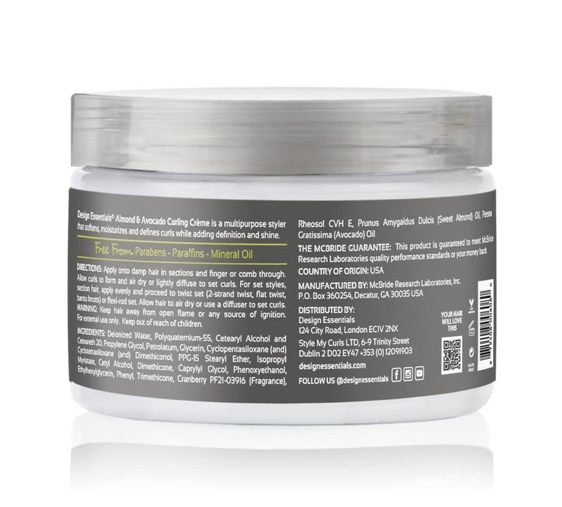 Design Essentials Almond & Avocado Curling CrÃ¨me, Curl Defining Cream for Curly & Coily Hair, Soft Hold & Shine, 12 oz - Image 2