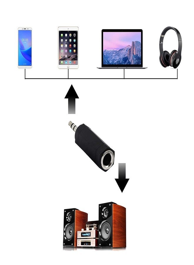 CERRXIAN 3.5mm 1/8 3 Pole Male Plug to 6.35mm 1/4 Inch Female Stereo Jack Audio Adapter Headphone Microphone Converter Connector-2 Pack - Image 2