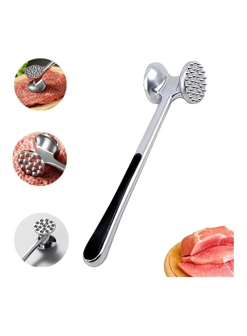 Meat Hammer Heavy Chicken Chop Beef Pork Lamb Tenderizer Kitchen Stainless Steel Cooking Tools Dishwasher Safe Marinated Heavy Duty Food Hammer, Double-Sided - Image 1