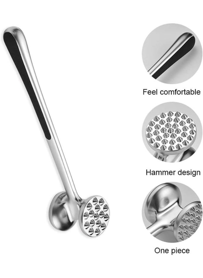 Meat Hammer Heavy Chicken Chop Beef Pork Lamb Tenderizer Kitchen Stainless Steel Cooking Tools Dishwasher Safe Marinated Heavy Duty Food Hammer, Double-Sided - Image 5