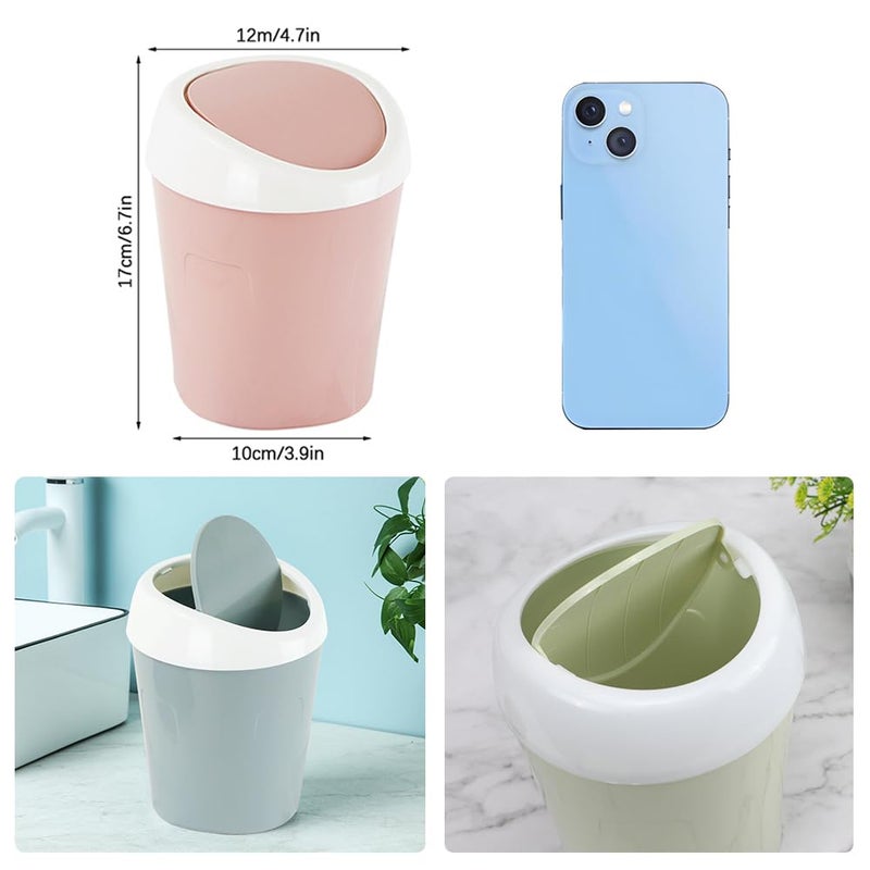 SITAKE 2 Pcs Plastic Mini Wastebasket Trash Can with 120 Trash Bags, Tiny Desktop Waste Garbage Bin with Swing Lid for Home, Office, Kitchen, Vanity Tabletop, Bedroom, Bathroom (Blue + Green) - Image 2