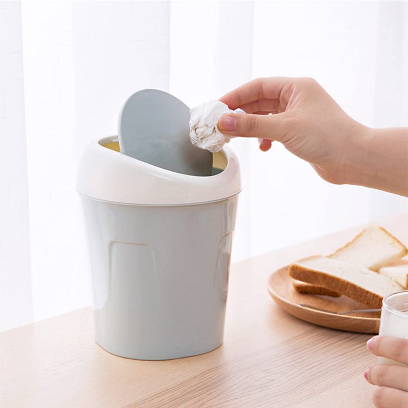 SITAKE 2 Pcs Plastic Mini Wastebasket Trash Can with 120 Trash Bags, Tiny Desktop Waste Garbage Bin with Swing Lid for Home, Office, Kitchen, Vanity Tabletop, Bedroom, Bathroom (Blue + Green) - Image 5