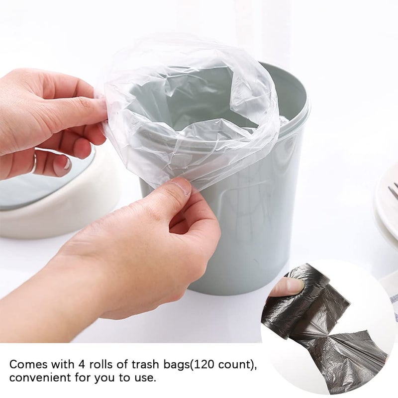 SITAKE 2 Pcs Plastic Mini Wastebasket Trash Can with 120 Trash Bags, Tiny Desktop Waste Garbage Bin with Swing Lid for Home, Office, Kitchen, Vanity Tabletop, Bedroom, Bathroom (Blue + Green) - Image 4