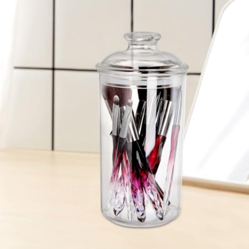 4 Pack Clear Plastic Apothecary Jars, Storage Canisters with Airtight Lids, Cotton Ball Holder for Bathroom, Candy, Cookie Organizer, for Bath Salt, Vanity, 33 Oz, 23 Oz, 13 Oz - Image 4