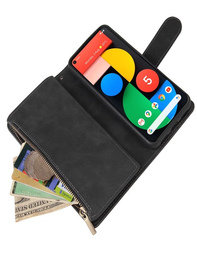 Asuwish Compatible with Google Pixel 5a 5G Wallet Case Tempered Glass Screen Protector and Leather Flip Cover Card Holder Cell Phone Cases for Pixel5a5G Pixel5a a5 G5 Pixle 5a5G 2021 Women Men Black - Image 5