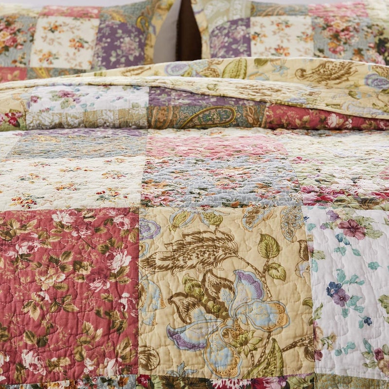 Greenland Home Blooming Prairie 100% Cotton Authentic Patchwork Reversible Quilt Set, King/California King (3 Piece), Multicolor/Assorted - Image 4