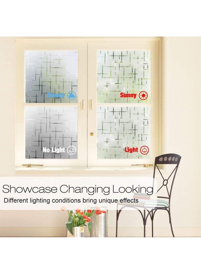 Y&D Window Film Decorative Privacy No Glue Holographic Cross Glass Sticker For Door Home House Ofiice Heat Control Anti UV 90 x 200 cm  - Image 3