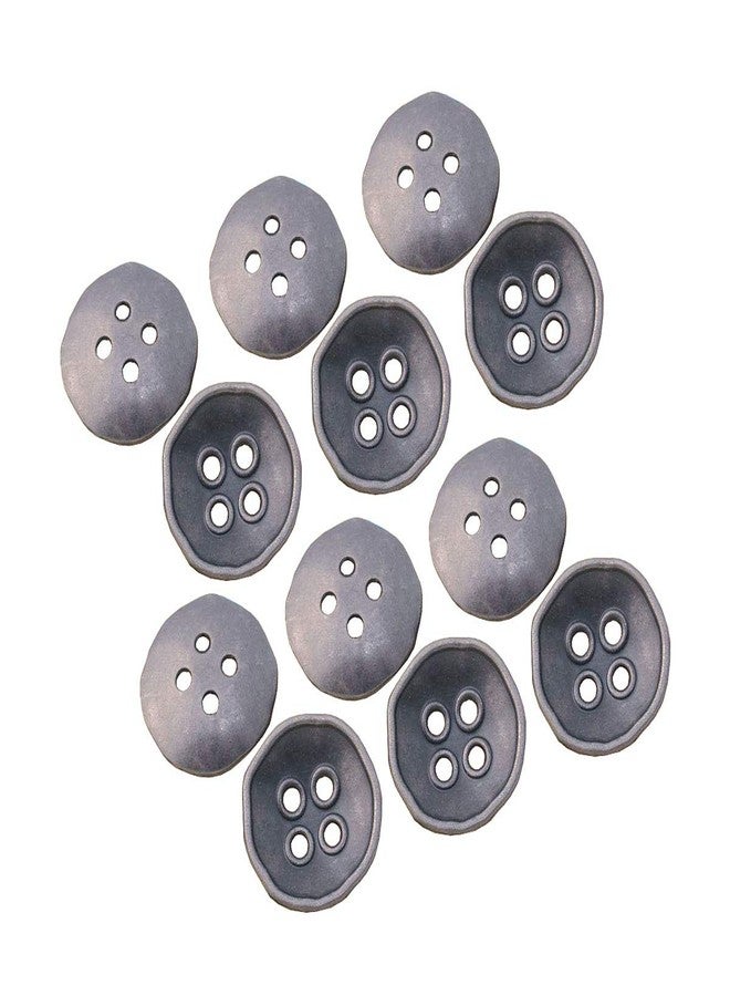 RECHERE 12 PCS Antique Silver Metal Buttons 4-Hole Craft for DIYS Sewing Embellishment (25mm)