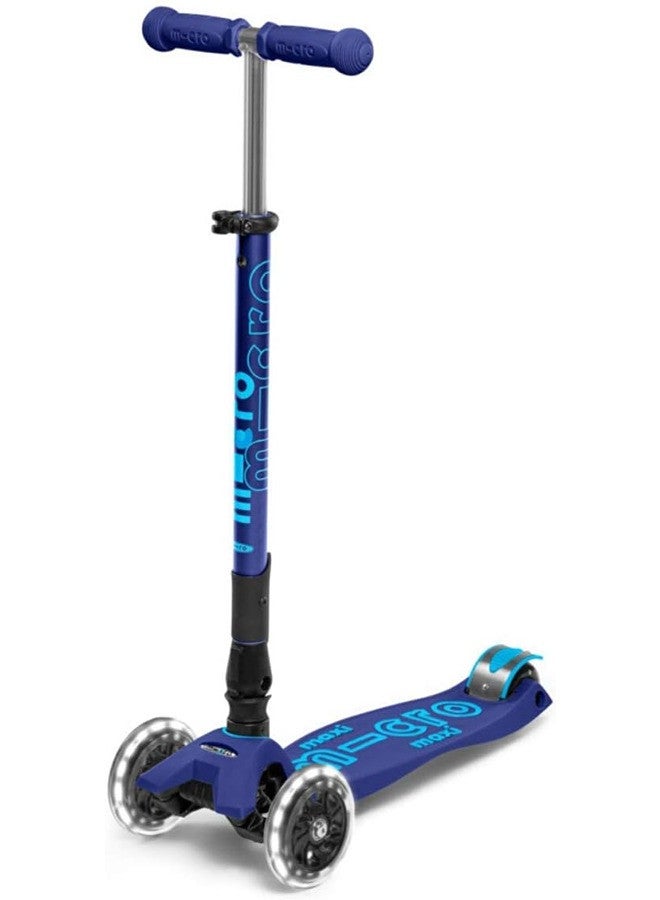Micro Scooters | Maxi Micro Deluxe LED Foldable| Handlebar Adjustable | Lightweight | Foldable Mechanism |Boys & Girls | 5-12 years | Navy - Image 1
