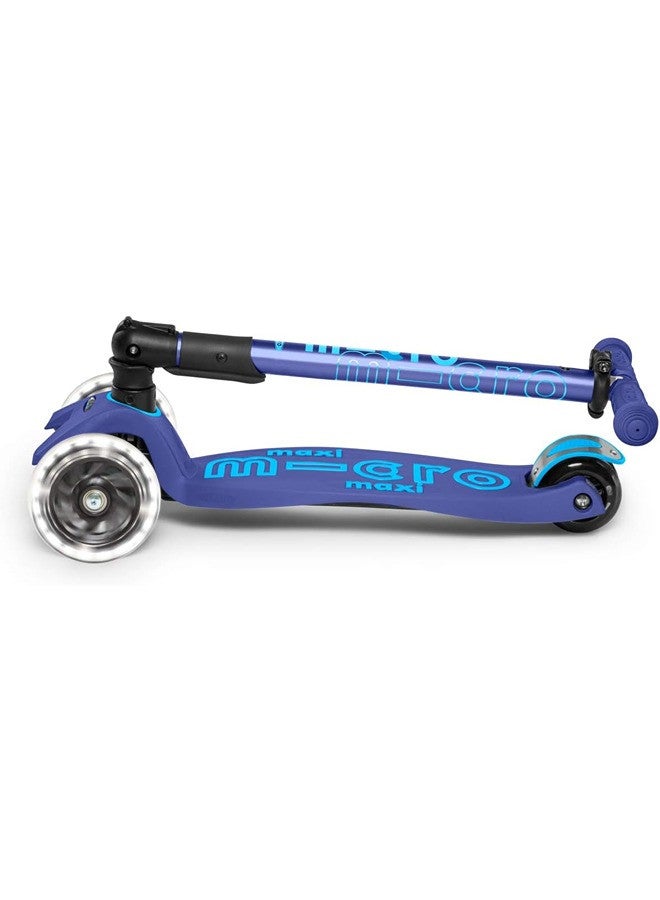 Micro Scooters | Maxi Micro Deluxe LED Foldable| Handlebar Adjustable | Lightweight | Foldable Mechanism |Boys & Girls | 5-12 years | Navy - Image 2