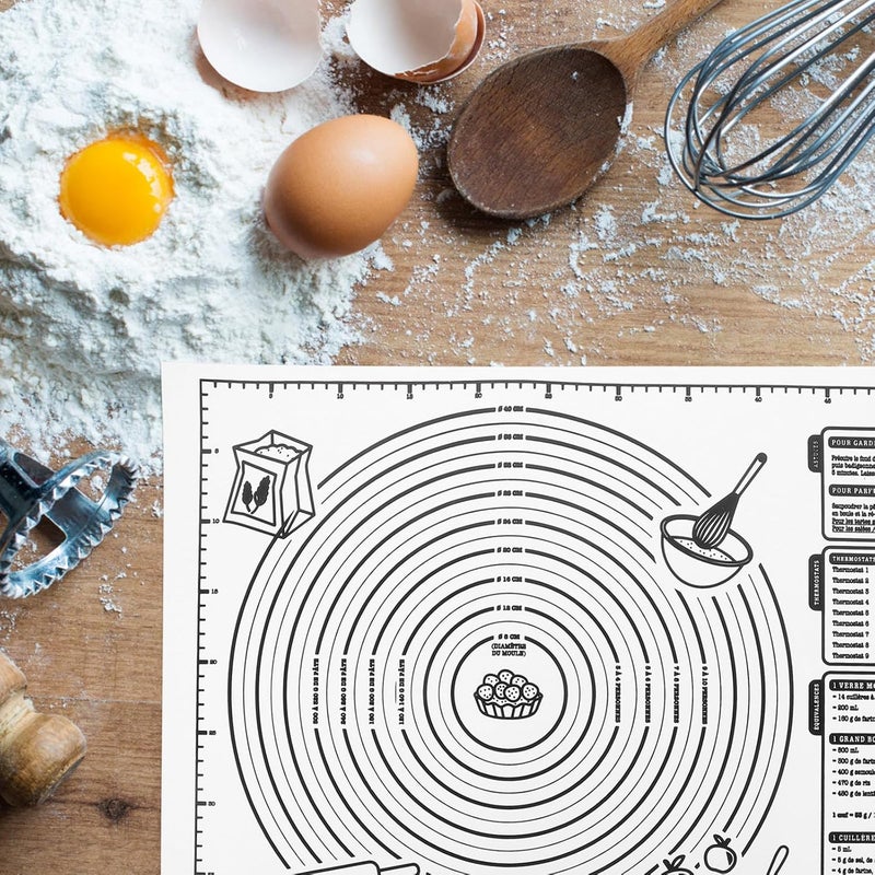 Silicone Baking Mat with Measurement Marks, Thickened Non-stick Dough Rolling Pad 40x29.5cm, White Multi-function Kitchen Countertop Mat for Kneading and Baking - Image 5