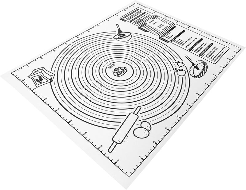Silicone Baking Mat with Measurement Marks, Thickened Non-stick Dough Rolling Pad 40x29.5cm, White Multi-function Kitchen Countertop Mat for Kneading and Baking - Image 1