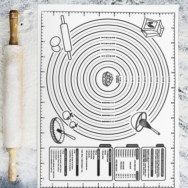 Silicone Baking Mat with Measurement Marks, Thickened Non-stick Dough Rolling Pad 40x29.5cm, White Multi-function Kitchen Countertop Mat for Kneading and Baking - Image 4