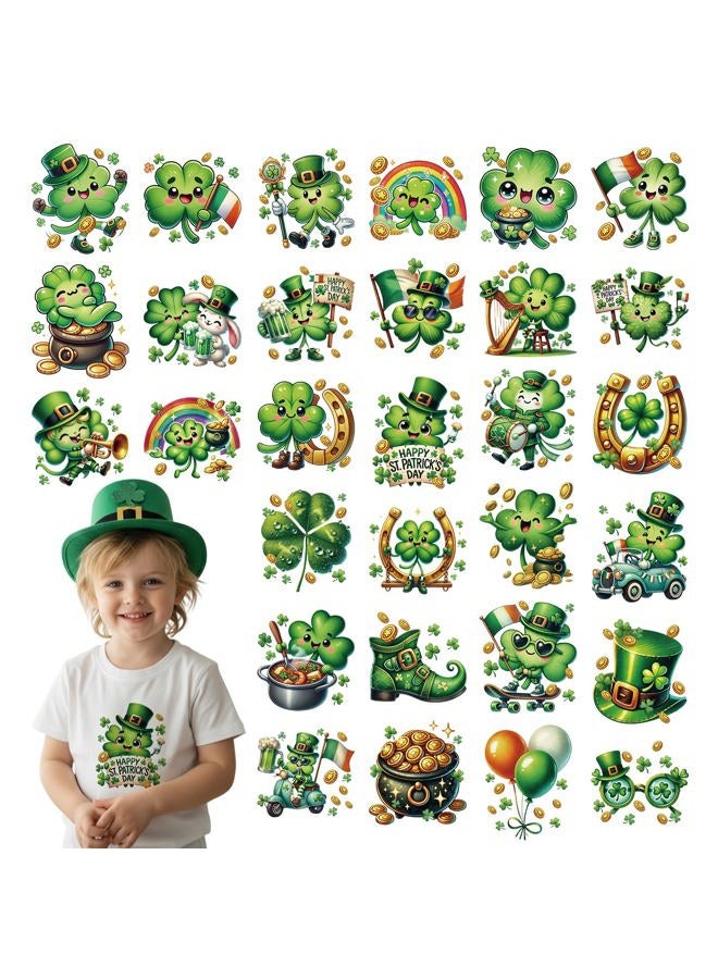 INCOK St. Patrick's Day DTF Transfers Ready to Press - 30 Sheets Cute Shamrock Iron on Transfers for T-Shirt DIY Heat Vinyl Stickers for Clothes Backpack Bag Hat Hoodie DIY ST Patricks Day Shirt - Image 1