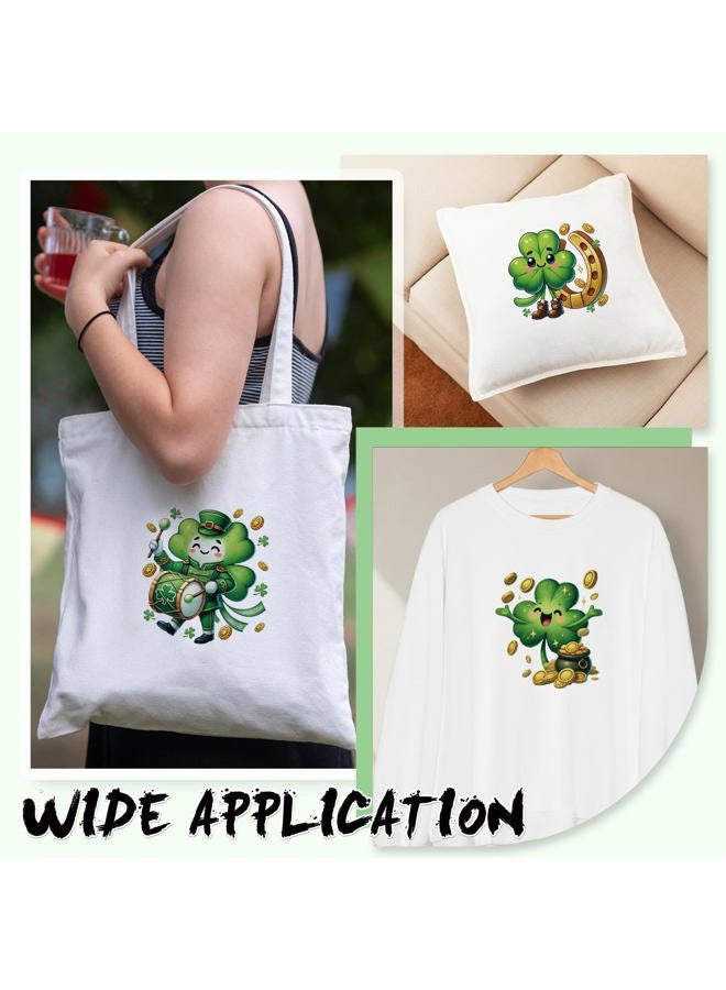 INCOK St. Patrick's Day DTF Transfers Ready to Press - 30 Sheets Cute Shamrock Iron on Transfers for T-Shirt DIY Heat Vinyl Stickers for Clothes Backpack Bag Hat Hoodie DIY ST Patricks Day Shirt - Image 5