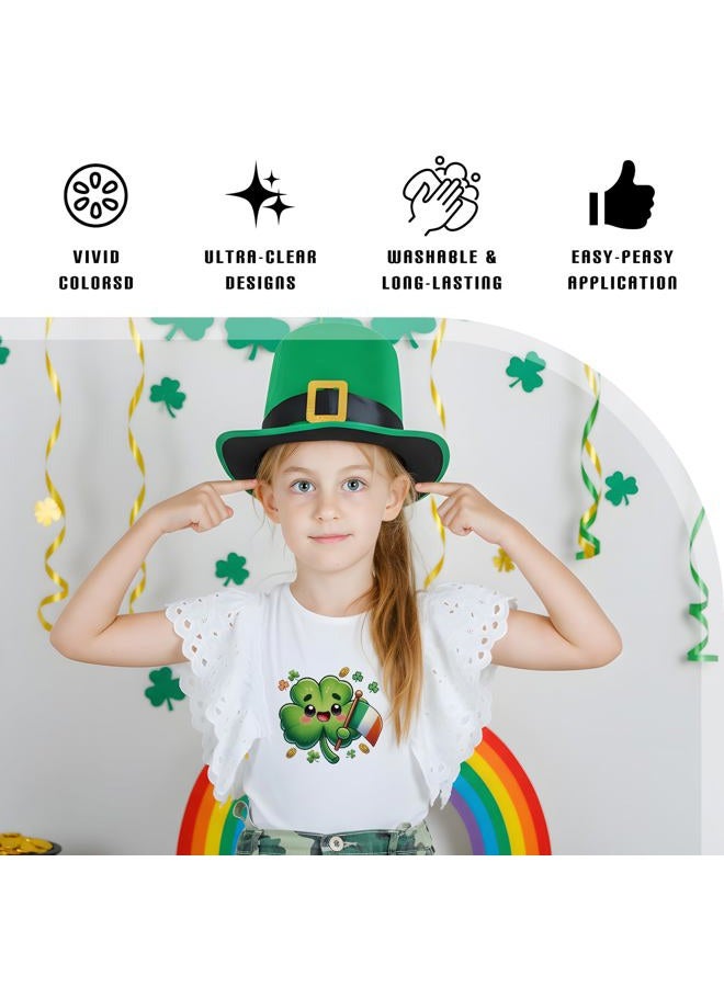 INCOK St. Patrick's Day DTF Transfers Ready to Press - 30 Sheets Cute Shamrock Iron on Transfers for T-Shirt DIY Heat Vinyl Stickers for Clothes Backpack Bag Hat Hoodie DIY ST Patricks Day Shirt - Image 3