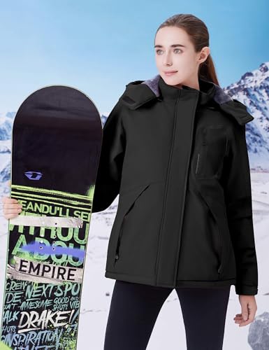 WULFUL Women's Waterproof Ski Jacket Warm Winter Coats Windproof Winter Jackets for Women Fleece Lined Windbreaker with Hood - Image 2