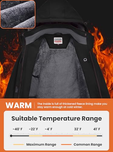 WULFUL Women's Waterproof Ski Jacket Warm Winter Coats Windproof Winter Jackets for Women Fleece Lined Windbreaker with Hood - Image 4
