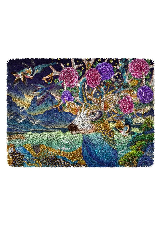 Loquat DIY Latch Hook Kits Rug Embroidery Carpet Set with Crochet Needlework Crafts Shaggy Latch Kits for Adults/Kids Home Decoration Dimensions Cross Stitch  - Image 1