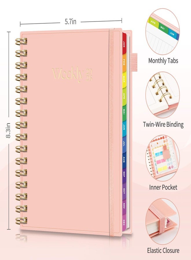 EMSHOI 2026 Planner，Weekly and Monthly, 6x8in, College Organizer Notebook, School Supplies for Student Teacher Classroom, Pink - Image 5