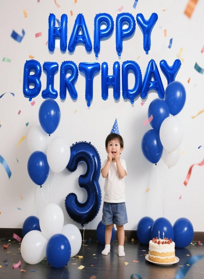 K.E.J. Dark Blue Happy Birthday Balloon Banner Set -16 Inch Foil Letters Balloons, Reusable Birthday Decorations and Party Supplies, Suitable for Men and Women's Birthday Decorations，Party Backdrop - Image 3