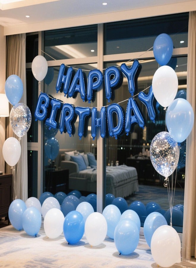 K.E.J. Dark Blue Happy Birthday Balloon Banner Set -16 Inch Foil Letters Balloons, Reusable Birthday Decorations and Party Supplies, Suitable for Men and Women's Birthday Decorations，Party Backdrop - Image 5