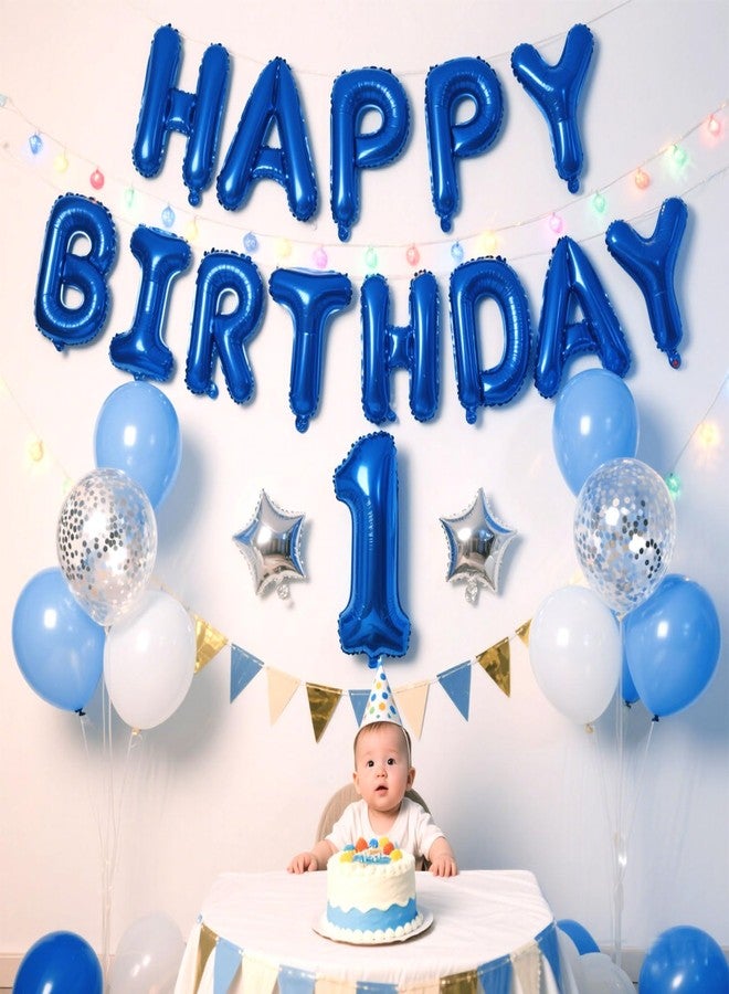 K.E.J. Dark Blue Happy Birthday Balloon Banner Set -16 Inch Foil Letters Balloons, Reusable Birthday Decorations and Party Supplies, Suitable for Men and Women's Birthday Decorations，Party Backdrop - Image 4