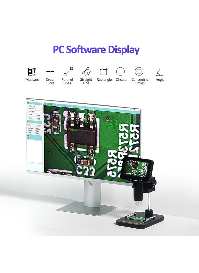 Lepmerk - LP043H 4.3 Inches IPS HD Screen Digital Microscope Industrial Microscope TV HD Output Compatible with PC Wins and MAC OS System - Image 1