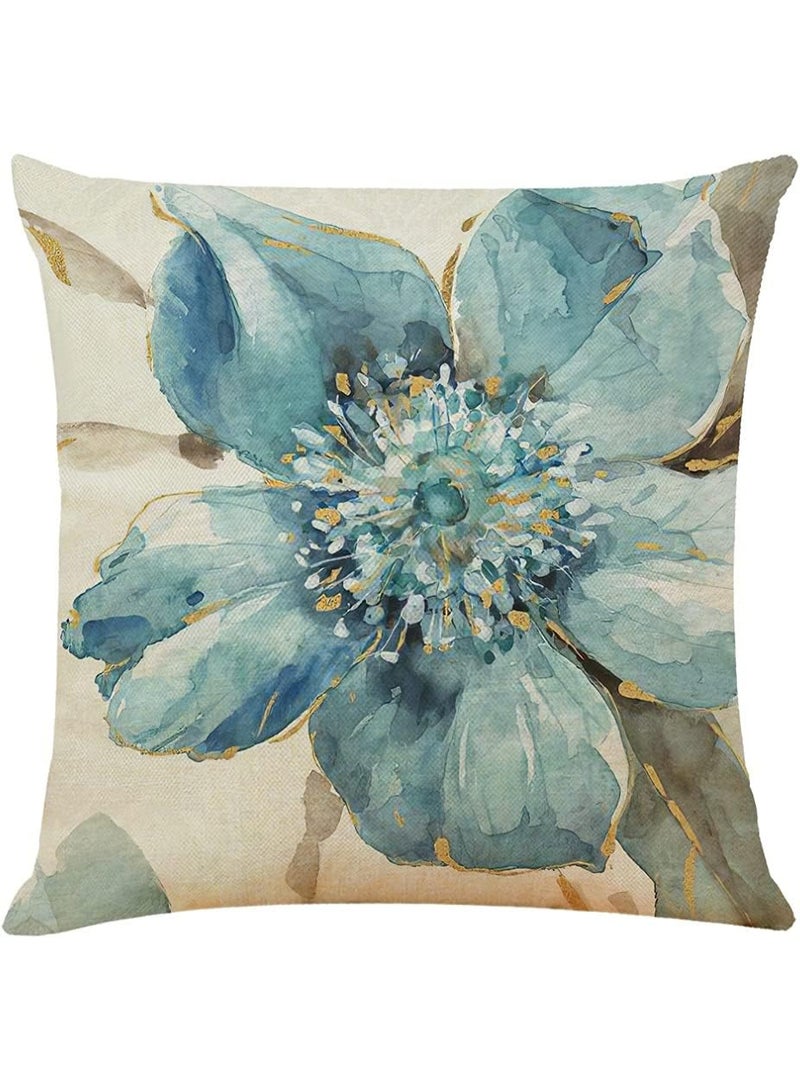 SHAOZHEN Throw Pillow Covers Set of 4 Navy Blue Cushion Covers 45cm x 45cm with Floral and Birds Linen Square Decorative Throw Pillow Cases for Living Room Sofa Couch Bed Pillowcases 18 x 18 inch - Image 4